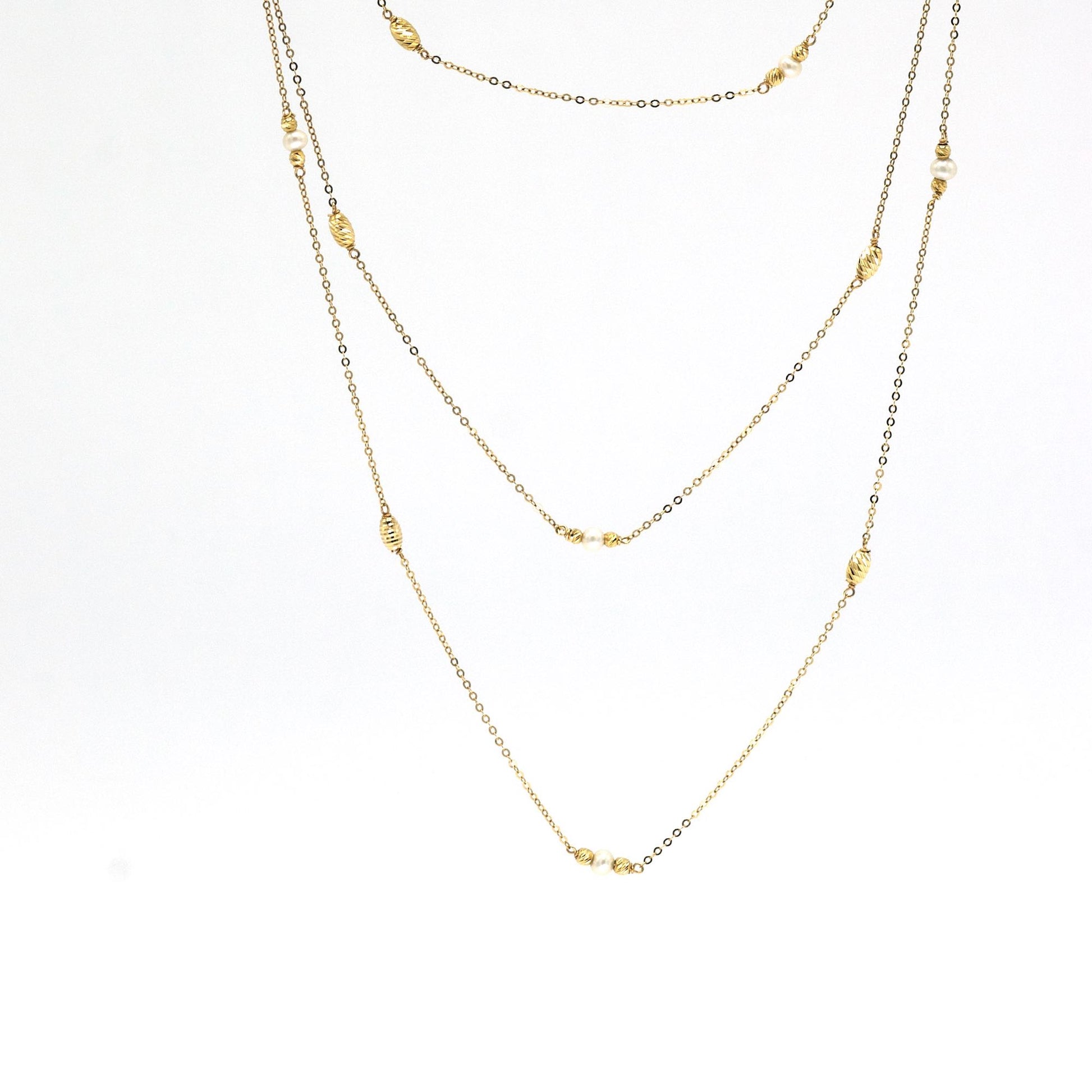 Colgante triple perlas oro amarillo