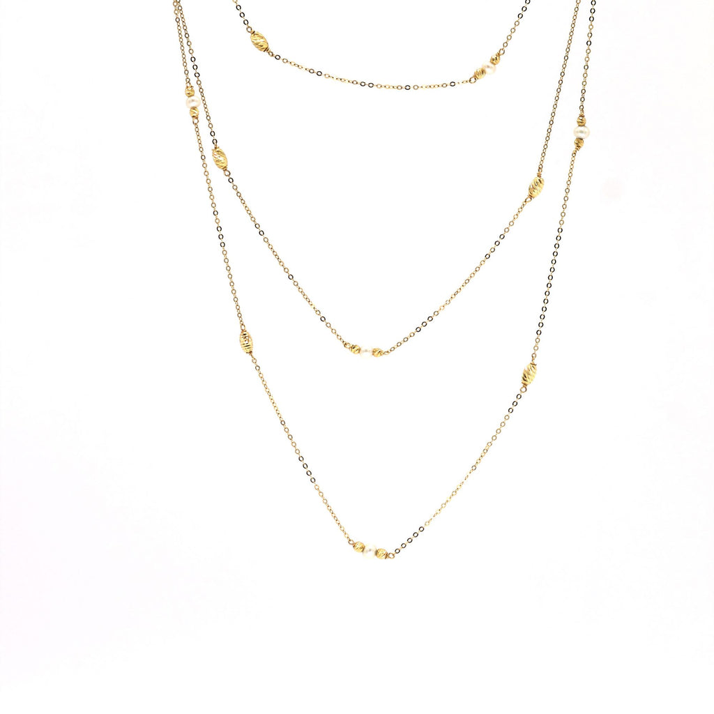 Colgante triple perlas oro amarillo