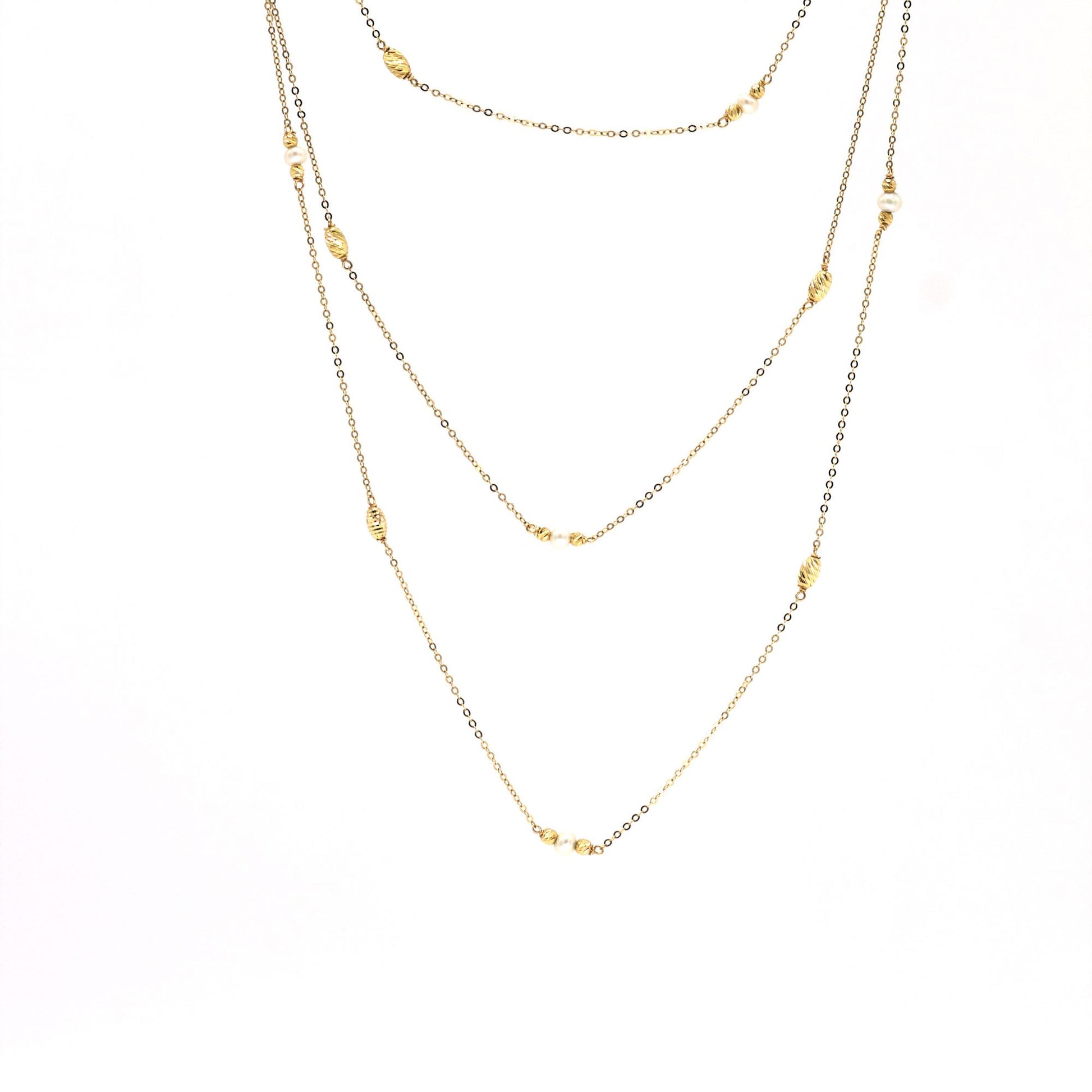 Colgante triple perlas oro amarillo