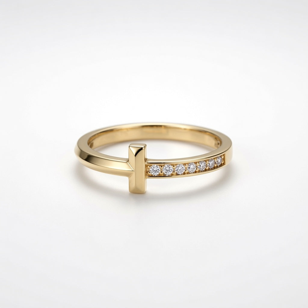 Anillo T 7 diamantes amarillo