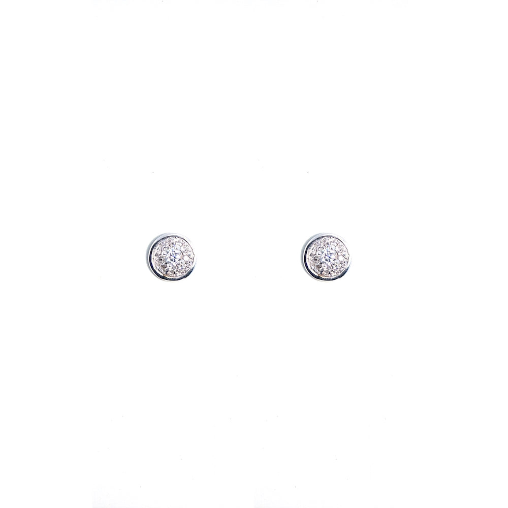 Aros Oro blanco circulo con brillantes