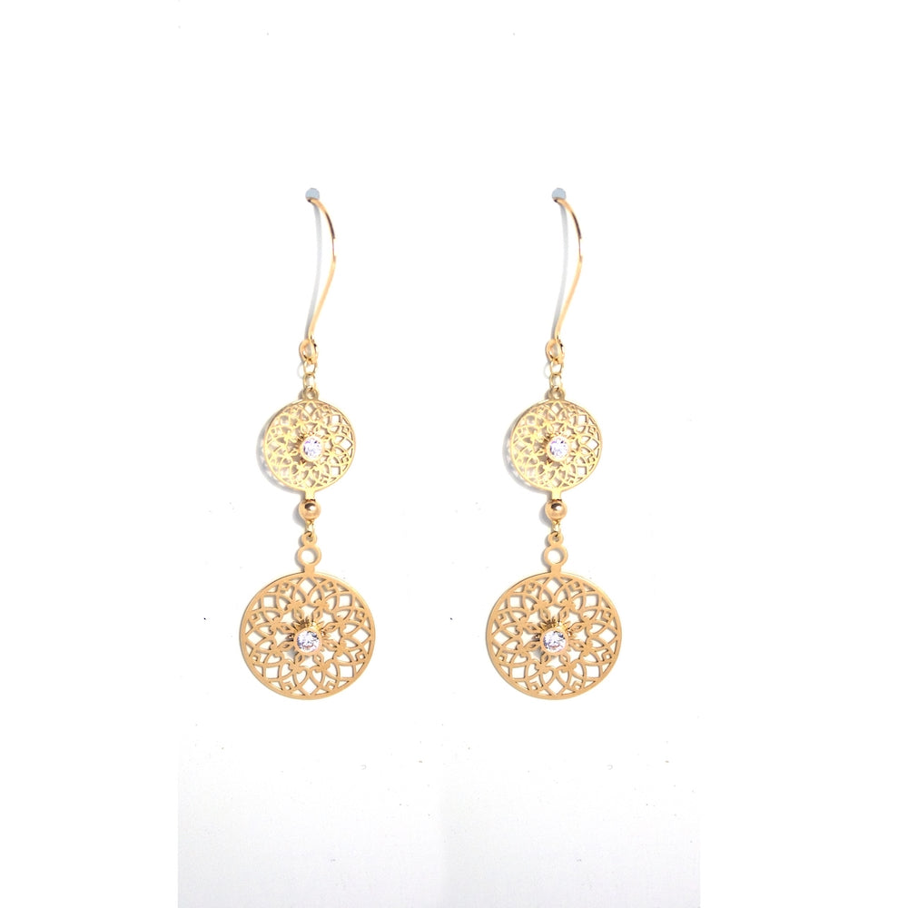 Aros Oro amarillo circulos calados