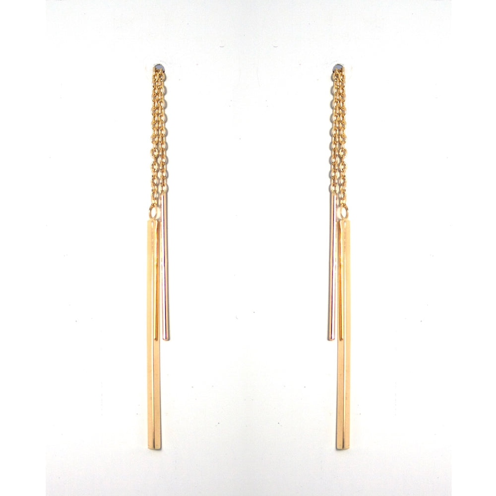 Aros Oro amarillo cadena doble barra