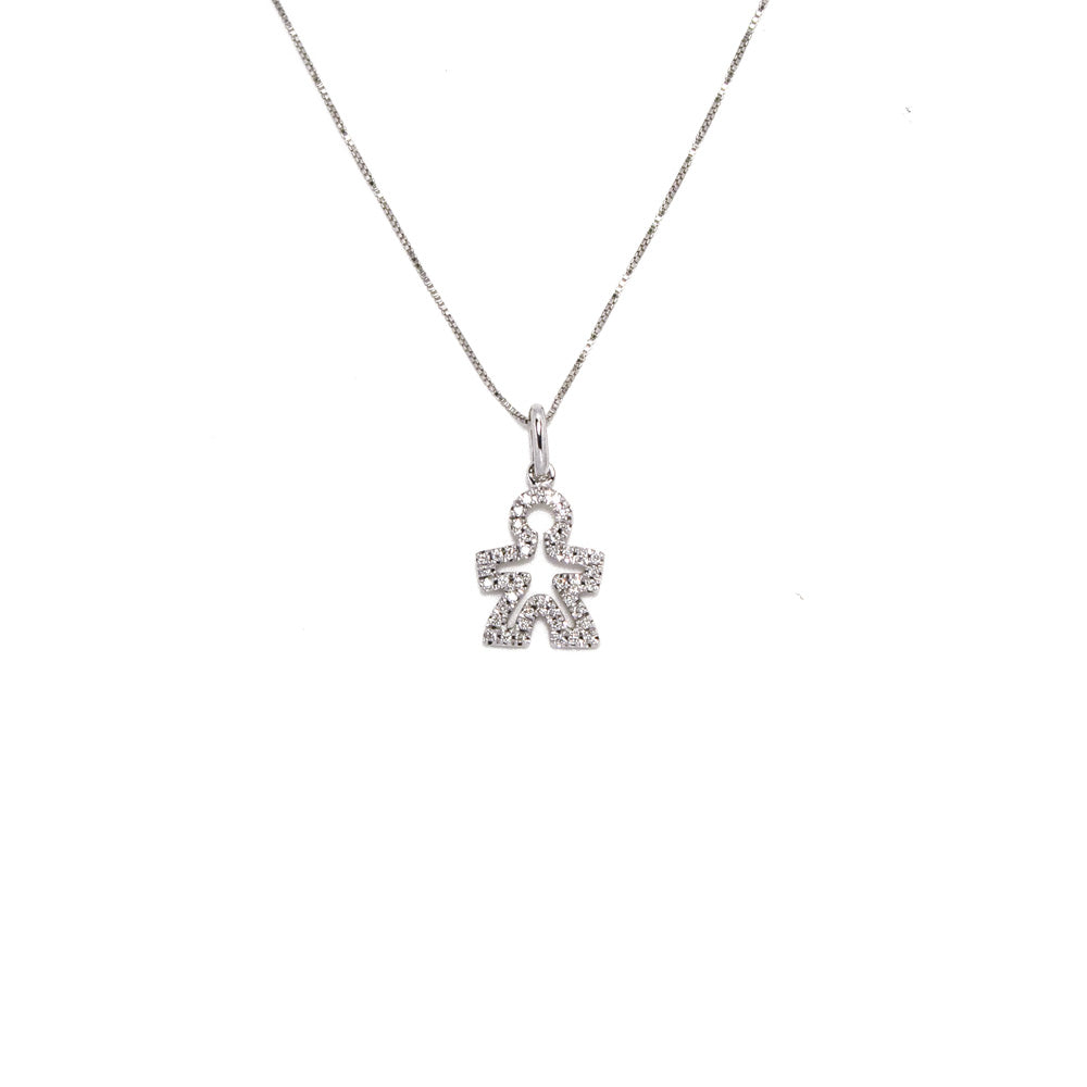 Colgante oro blanco Niño con brillantes