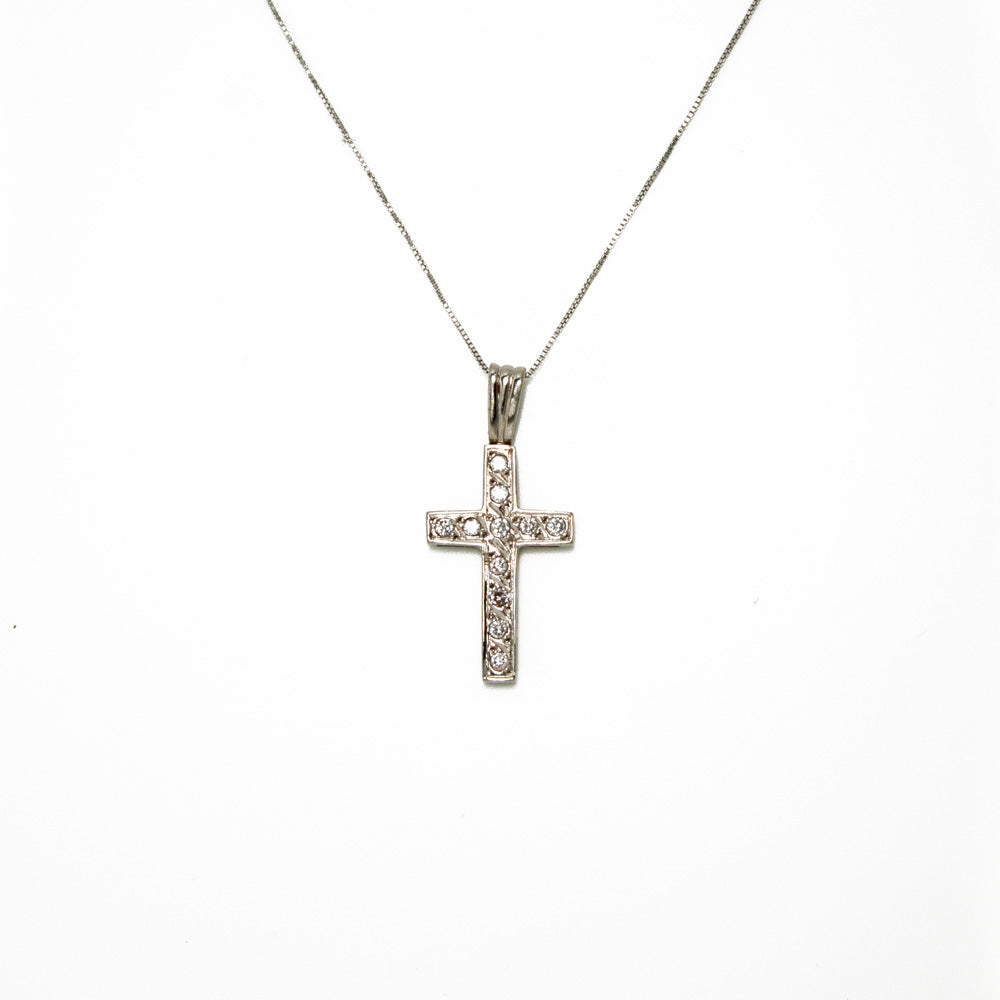 Cruz Oro blanco y brillantes